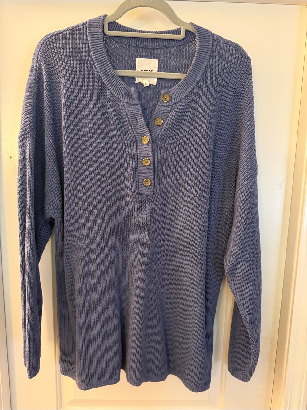 aerie Lavender Blue Button-Front Crew Sweater